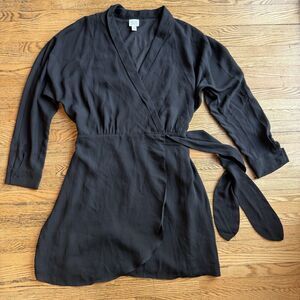 Peyton Jensen Dress Womens Small Black Full Wrap Long Sleeve Career Office Shirt